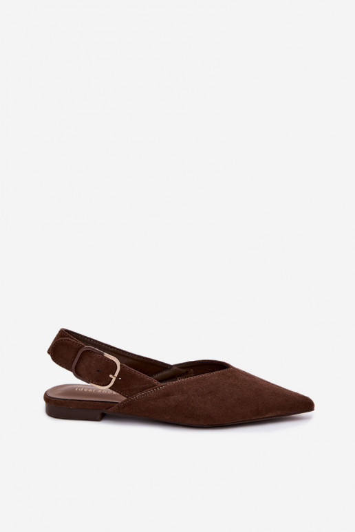 Sapatilhas femininas com fivelas na cor chocolate Tanelia