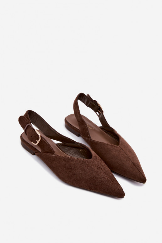 Sapatilhas femininas com fivelas na cor chocolate Tanelia