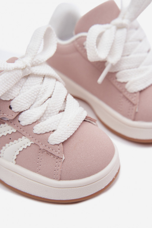 Ténis infantis com fechos de velcro em couro sintético na cor rosa Zoya