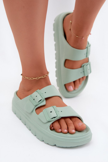 Chinelos femininos com plataforma de espuma em menta Melorea