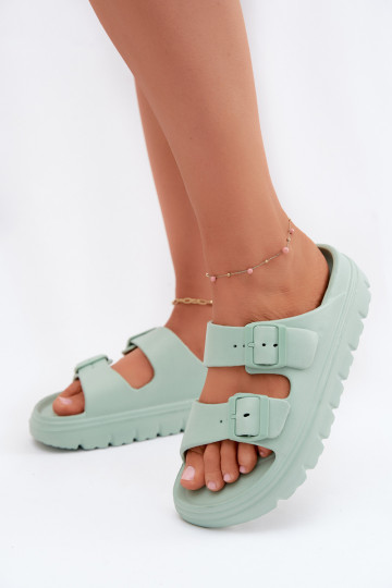 Chinelos femininos com plataforma de espuma em menta Melorea 2