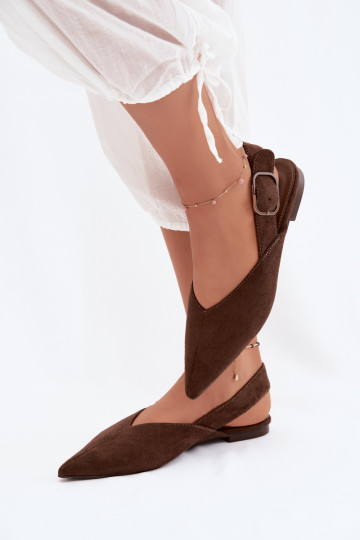 Sapatilhas femininas com fivelas na cor chocolate Tanelia 2