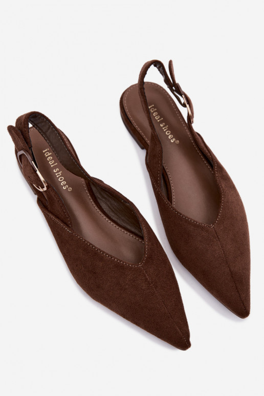 Sapatilhas femininas com fivelas na cor chocolate Tanelia