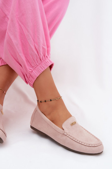Mocassins masculinos com detalhes dourados em rosa Sarivelle