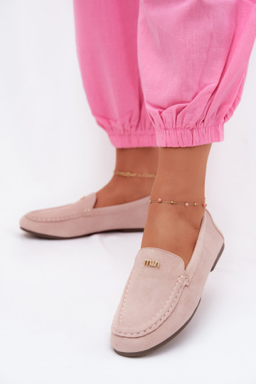 Mocassins masculinos com detalhes dourados em rosa Sarivelle 2