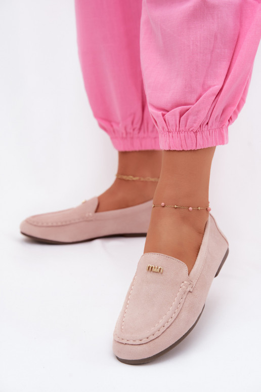 Mocassins masculinos com detalhes dourados em rosa Sarivelle