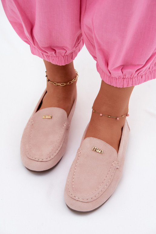 Mocassins masculinos com detalhes dourados em rosa Sarivelle