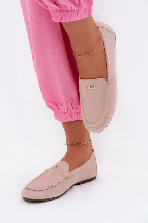 Mocassins masculinos com detalhes dourados em rosa Sarivelle