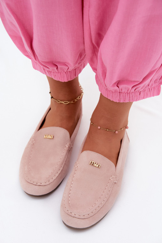 Mocassins masculinos com detalhes dourados em rosa Sarivelle