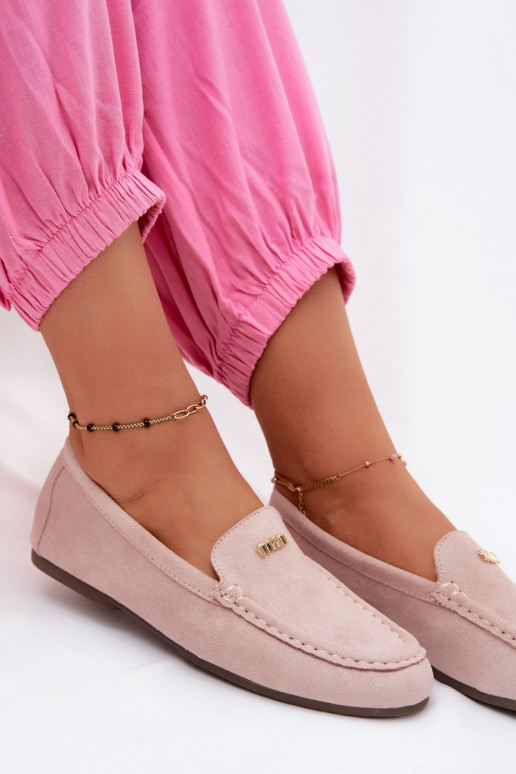 Mocassins masculinos com detalhes dourados em rosa Sarivelle