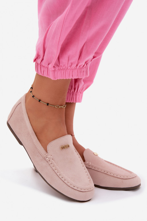 Mocassins masculinos com detalhes dourados em rosa Sarivelle