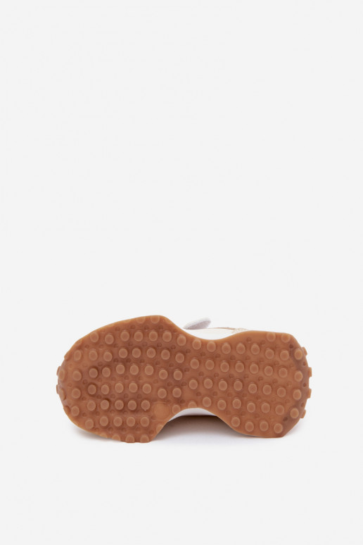 Ténis infantis com velcro e estampa de leopardo em cor de areia Cosima