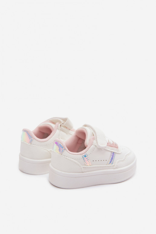 Sapatos desportivos infantis com velcro em branco-rosa Tailva