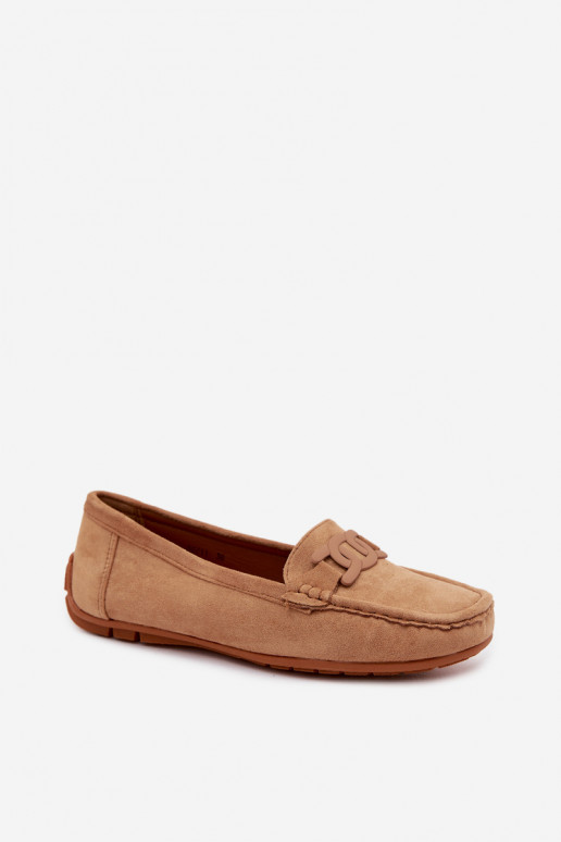 Mocassins ricos em camurça feminina cor marrom Rabell