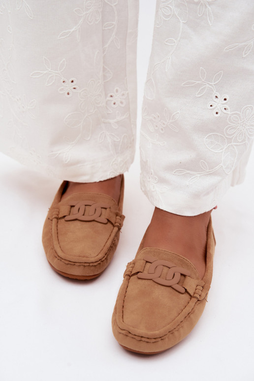 Mocassins ricos em camurça feminina cor marrom Rabell