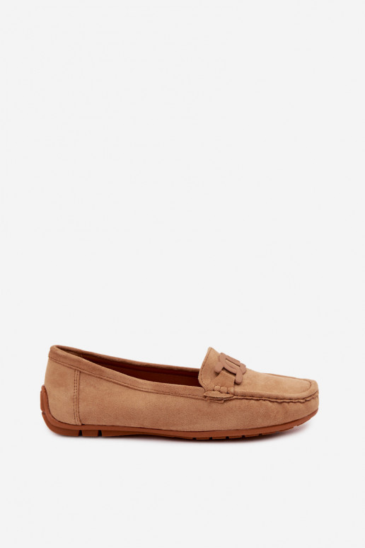 Mocassins ricos em camurça feminina cor marrom Rabell