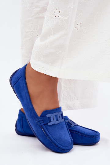 Mocassins ricos em camurça feminina cor azul Rabell 2