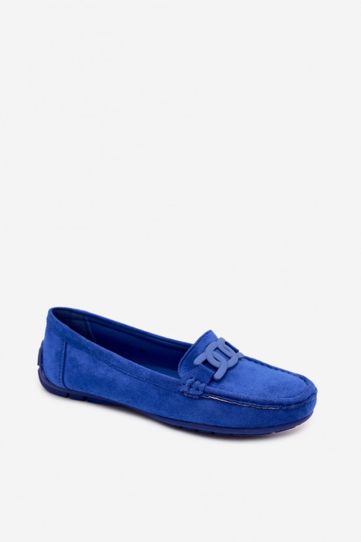 Mocassins ricos em camurça feminina cor azul Rabell