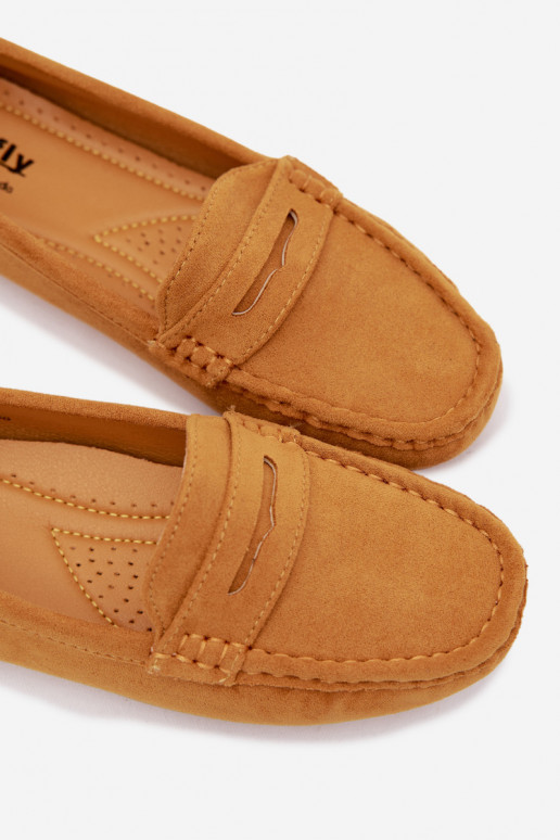 Mocassins elegantes em camurça sintética na cor mostarda Lenvie