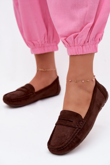 Mocassins elegantes em camurça cor chocolate Lenvie 2
