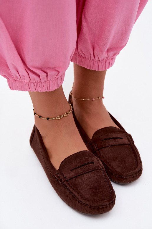 Mocassins elegantes em camurça cor chocolate Lenvie