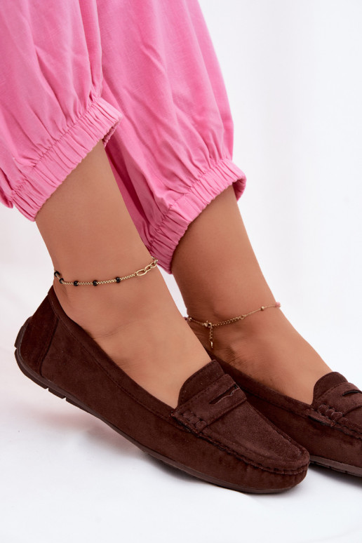 Mocassins elegantes em camurça cor chocolate Lenvie