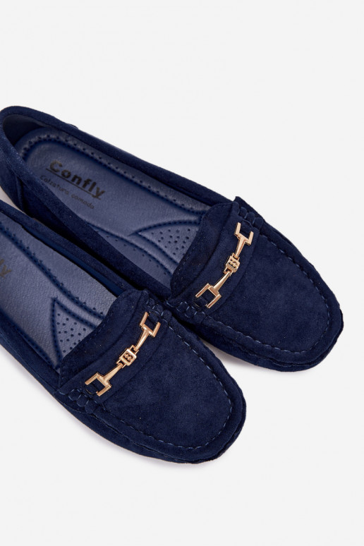Mocassins clássicos em camurça cor azul escuro Corinell