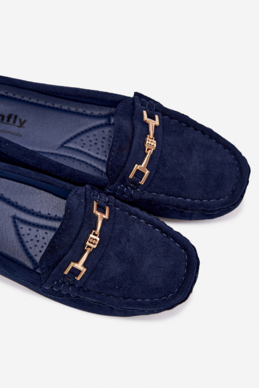 Mocassins clássicos em camurça cor azul escuro Corinell