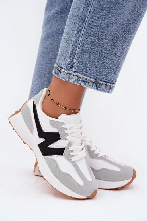 Tênis brancos-cinzas femininos Britma