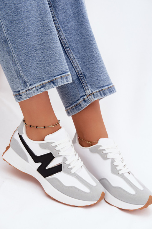 Tênis brancos-cinzas femininos Britma