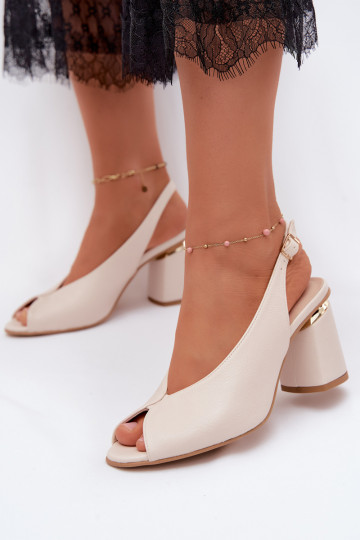 Sandálias femininas de estilo elegante com salto Zazoo 1085 cor marfim