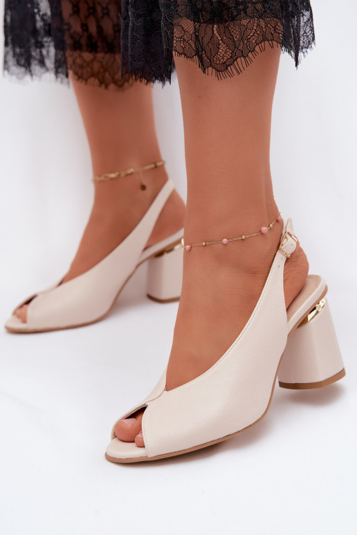 Sandálias femininas de estilo elegante com salto Zazoo 1085 cor marfim