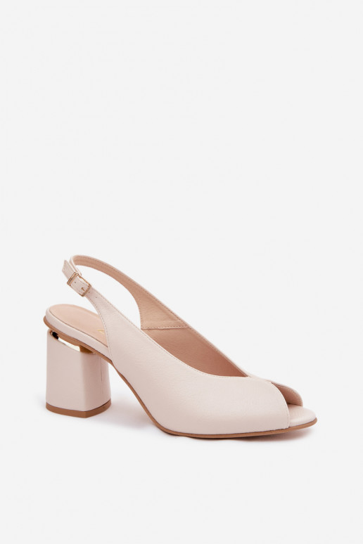 Sandálias femininas de estilo elegante com salto Zazoo 1085 cor marfim