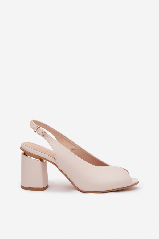 Sandálias femininas de estilo elegante com salto Zazoo 1085 cor marfim