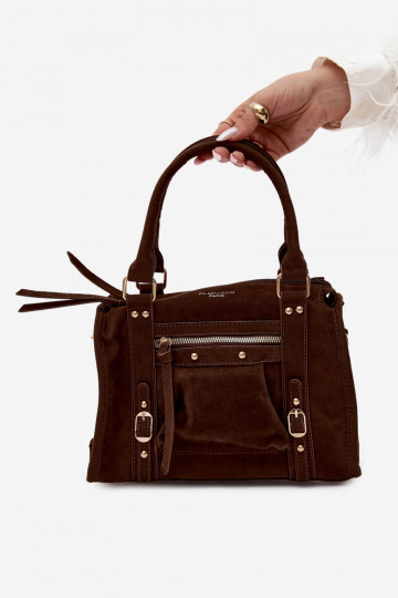 Bolsa de camurça sintética cor chocolate Lendra