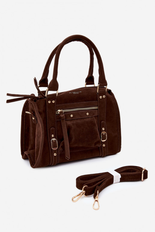 Bolsa de camurça sintética cor chocolate Lendra
