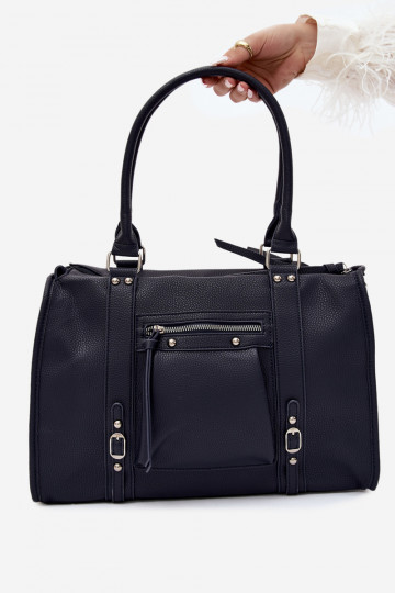 Grande bolsa de couro sintético azul escuro Nolita