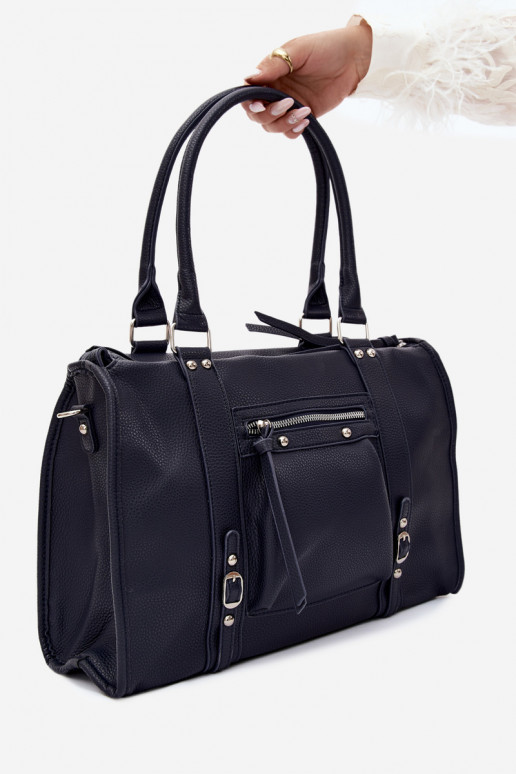 Grande bolsa de couro sintético azul escuro Nolita