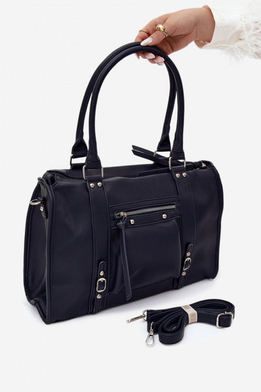 Grande bolsa de couro sintético azul escuro Nolita