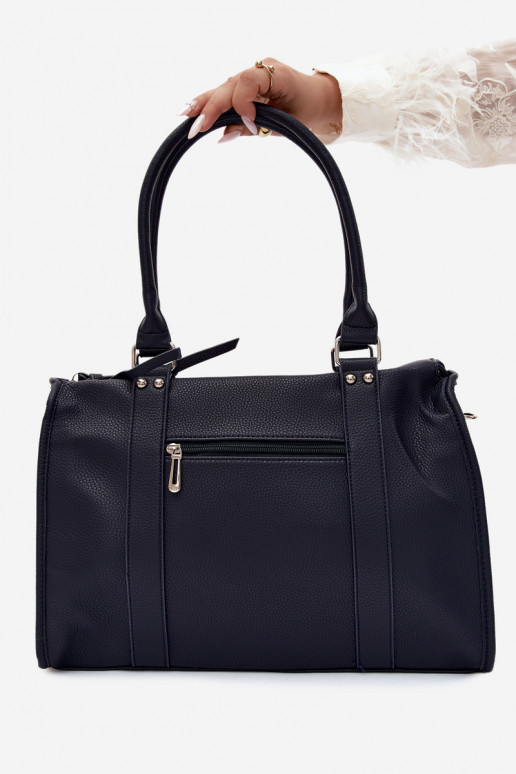 Grande bolsa de couro sintético azul escuro Nolita