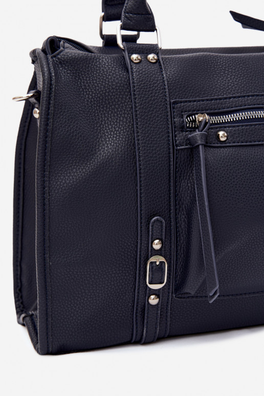 Grande bolsa de couro sintético azul escuro Nolita
