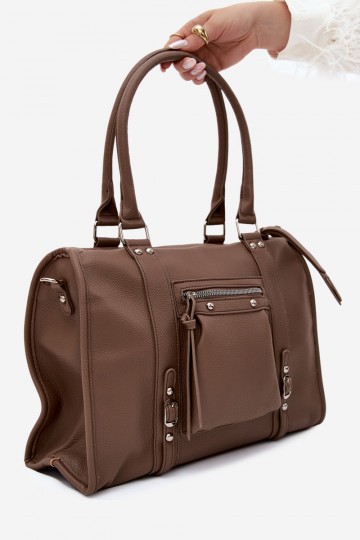Grande bolsa de couro sintético cor argila Nolita 2