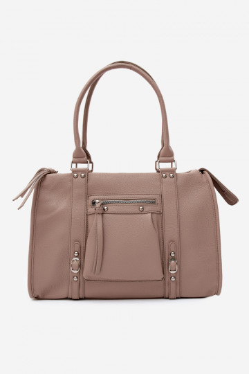 Grande bolsa de couro sintético cor marfim Nolita