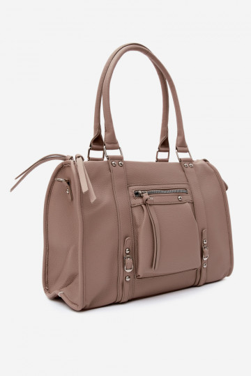 Grande bolsa de couro sintético cor marfim Nolita 2