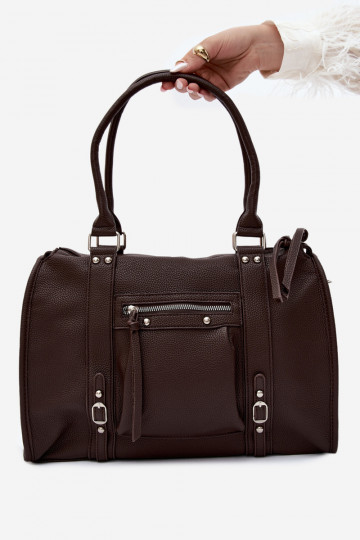 Grande bolsa de couro sintético cor chocolate Nolita