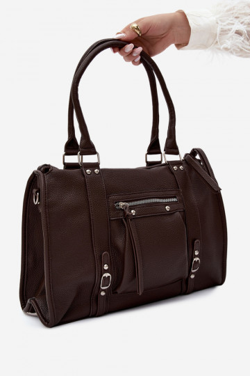 Grande bolsa de couro sintético cor chocolate Nolita 2