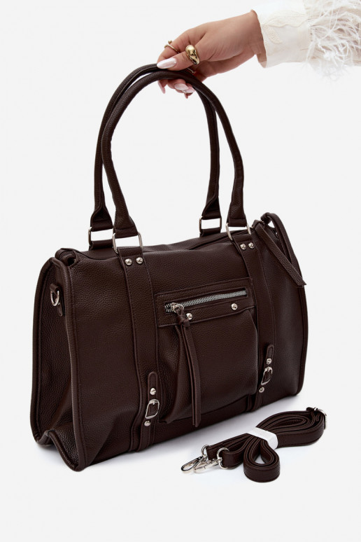 Grande bolsa de couro sintético cor chocolate Nolita