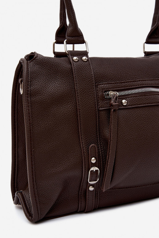 Grande bolsa de couro sintético cor chocolate Nolita