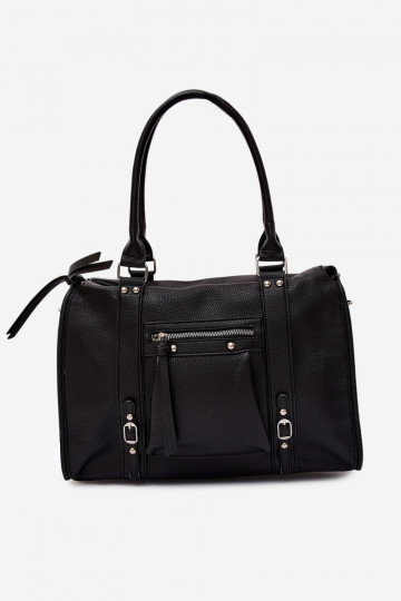 Grande bolsa de couro sintético preta Nolita
