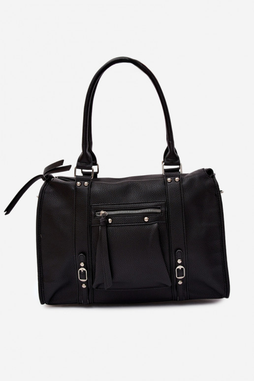 Grande bolsa de couro sintético preta Nolita